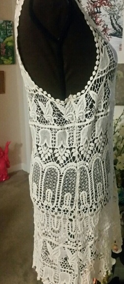 Forever-21-Boho-Cream-Ornate-Crochet-Tunic-Dress - Picture 7 of 8